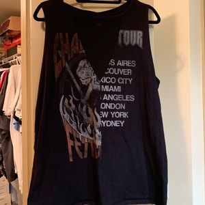 Rock & Roll Deep-V Mesh Sleeveless Tee